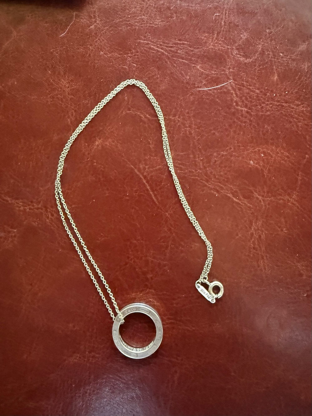 Tiffany & Co. Sterling Silver Open Circle Pendant Necklace with Blue Pouch - Picture 3 of 7